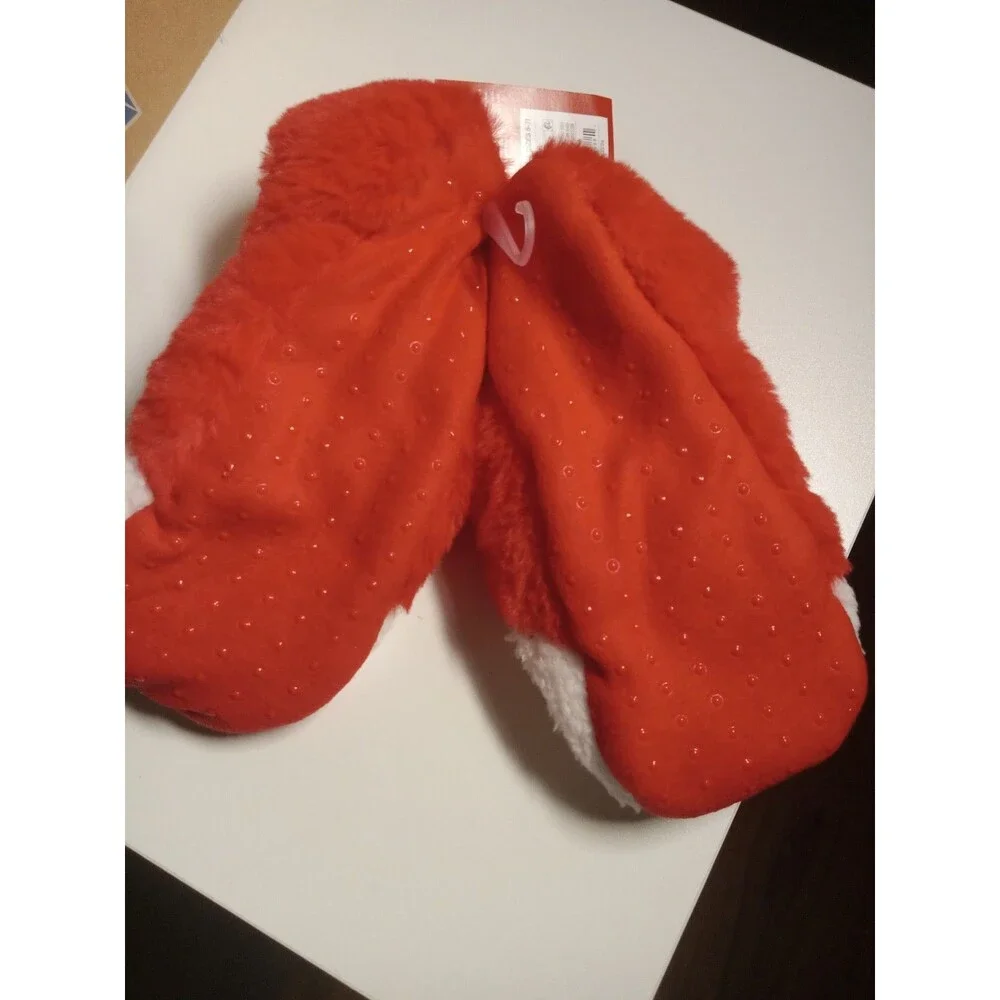 Women's Santa Sunglasses Faux Fur Christmas Slipper Socks with Grippers -...